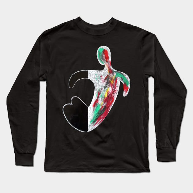 Abstract Anatomy Naked Body Colorful Ink Painting Strokes Long Sleeve T-Shirt by Inogitna Designs